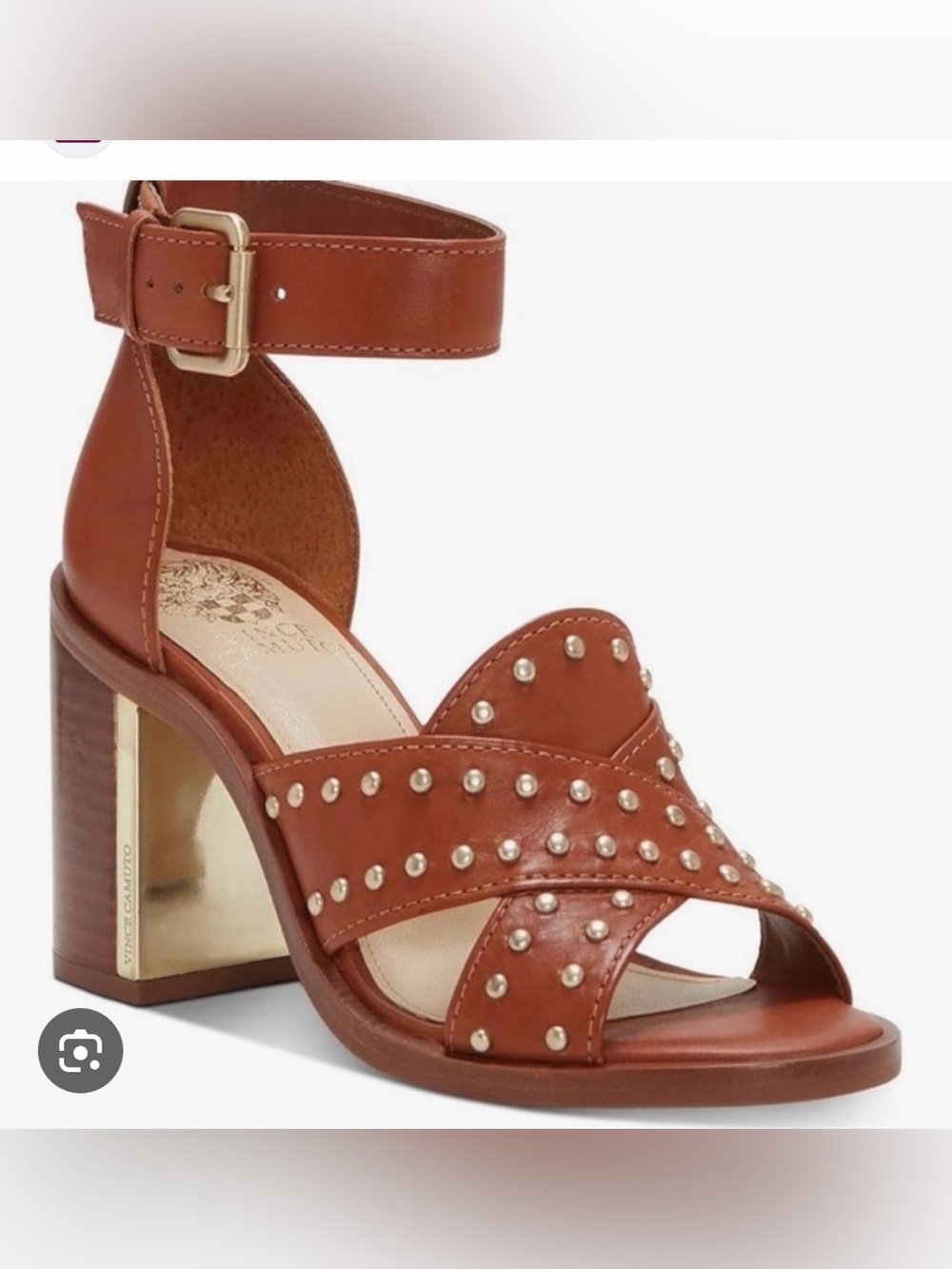 Like new Vince Camuto Womens VC-KERESHA Brown Leather Open Toe Ankle Strap Shoes